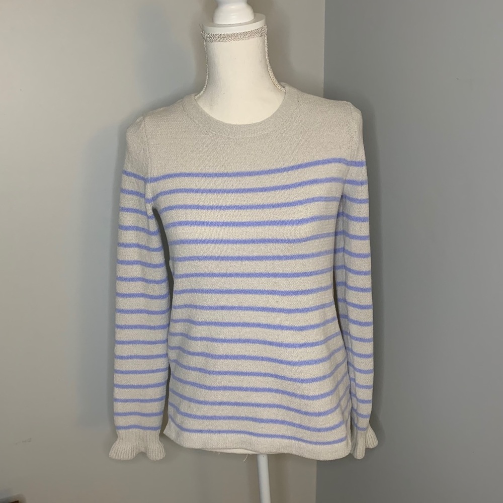 Lilly Pulitzer Grey & Blue Striped Calloway Chenille Sweater XS